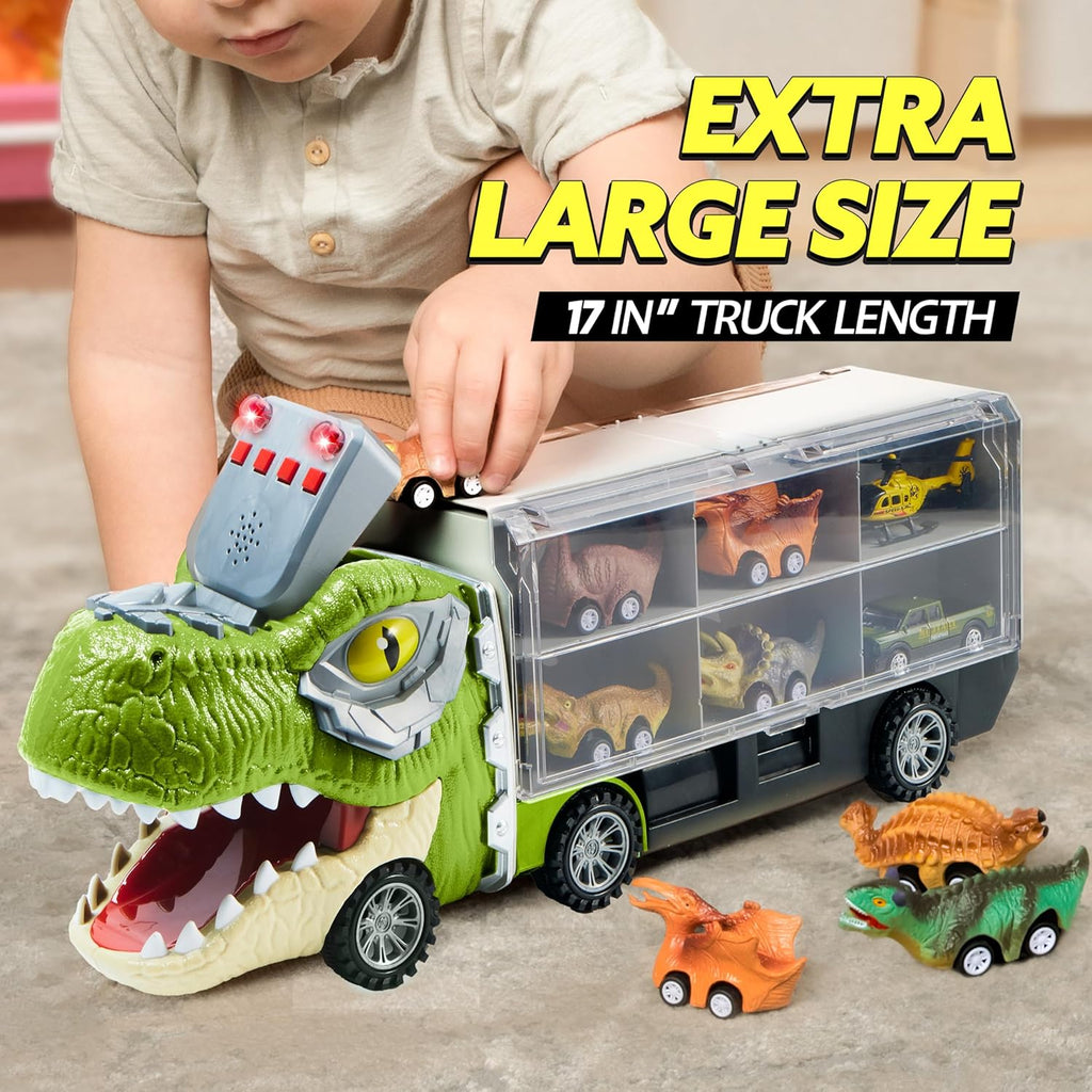 Dinosaur Truck with 12 Pull Back Cars