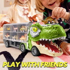 Dinosaur Truck with 12 Pull Back Cars