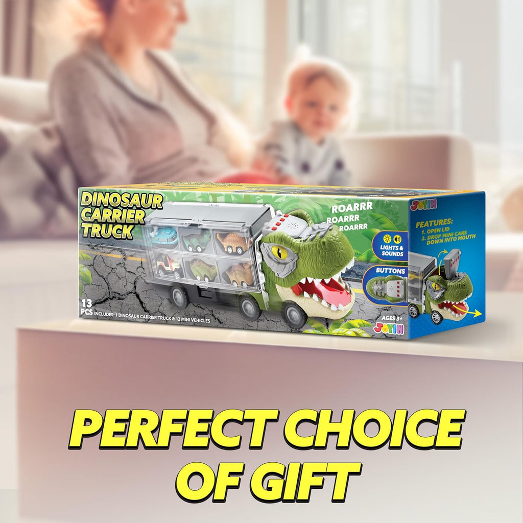 Dinosaur Truck with 12 Pull Back Cars