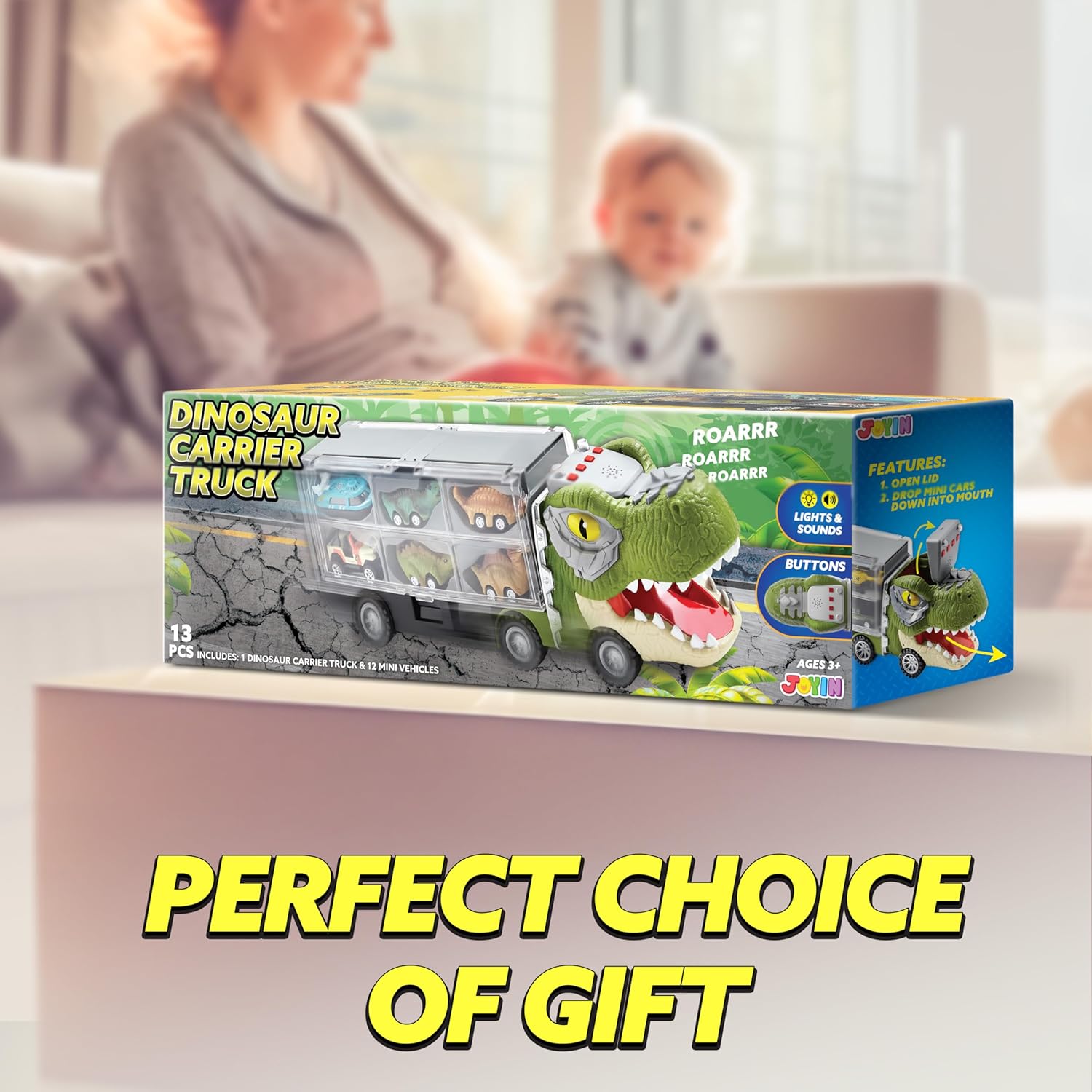 Dinosaur Truck with 12 Pull Back Cars